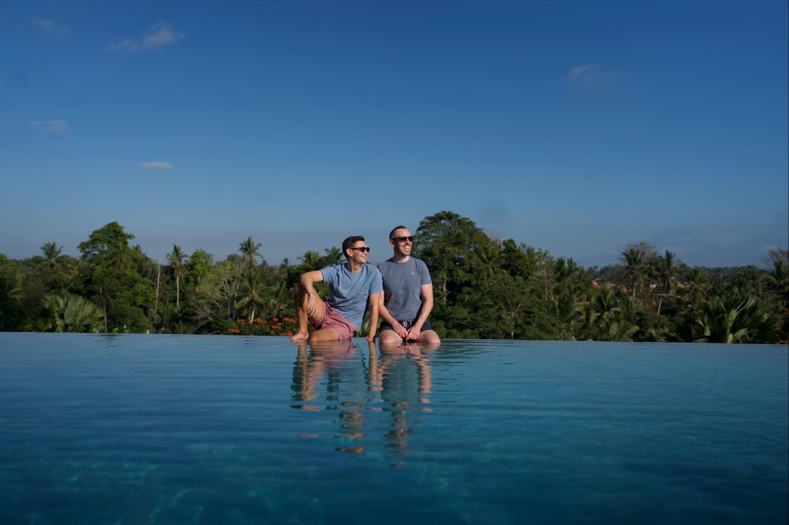 Simon and Dean together at the edge of an infinity pool.